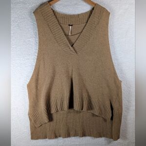 Free People Oversize Women's Tan Sweater Vest